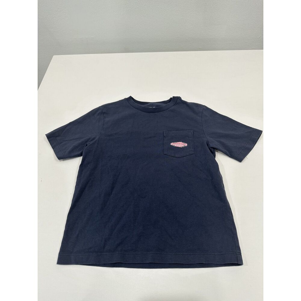 Vineyard Vines Boys Size 5 Christmas Lights Logo Pocket Tee Navy